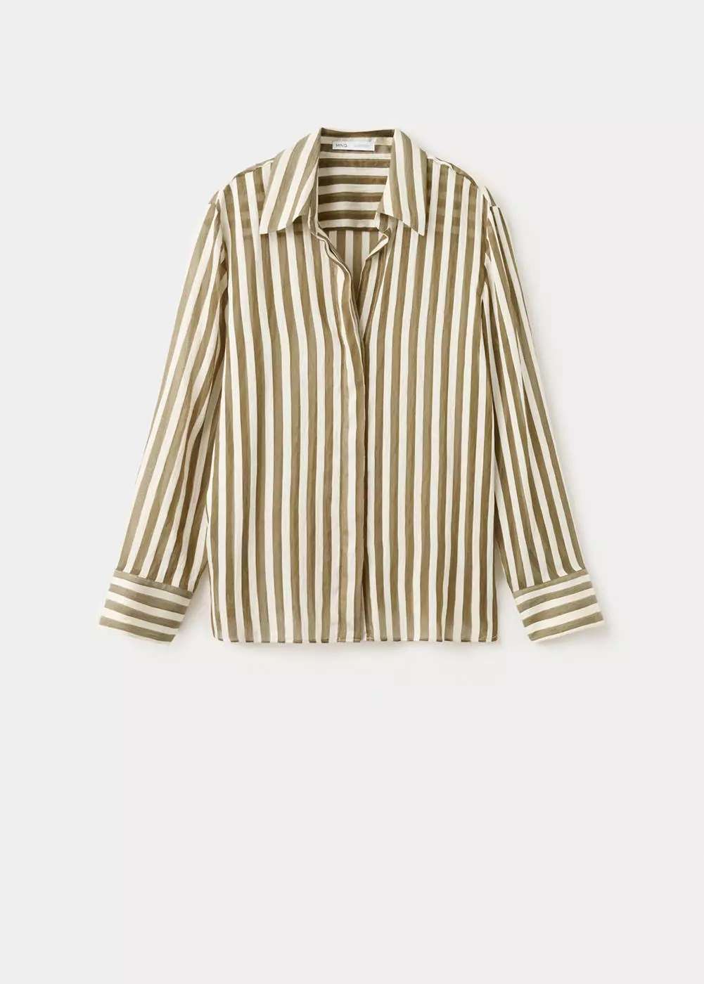 Kemeja lyocell salur semitransparan