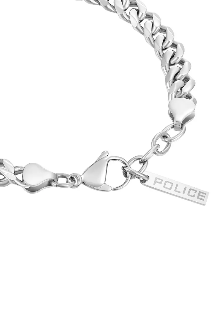 Police Long-Lasting Cuban Chain Silver Stainless Steel Bracelet For Men PPEAGB0006602