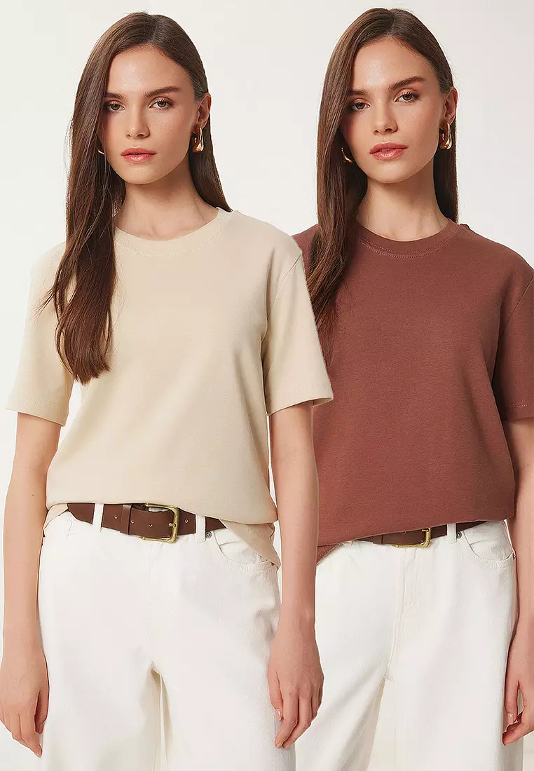 Woman 2-Pack Cotton Basic Knitted T-Shirt AG00002