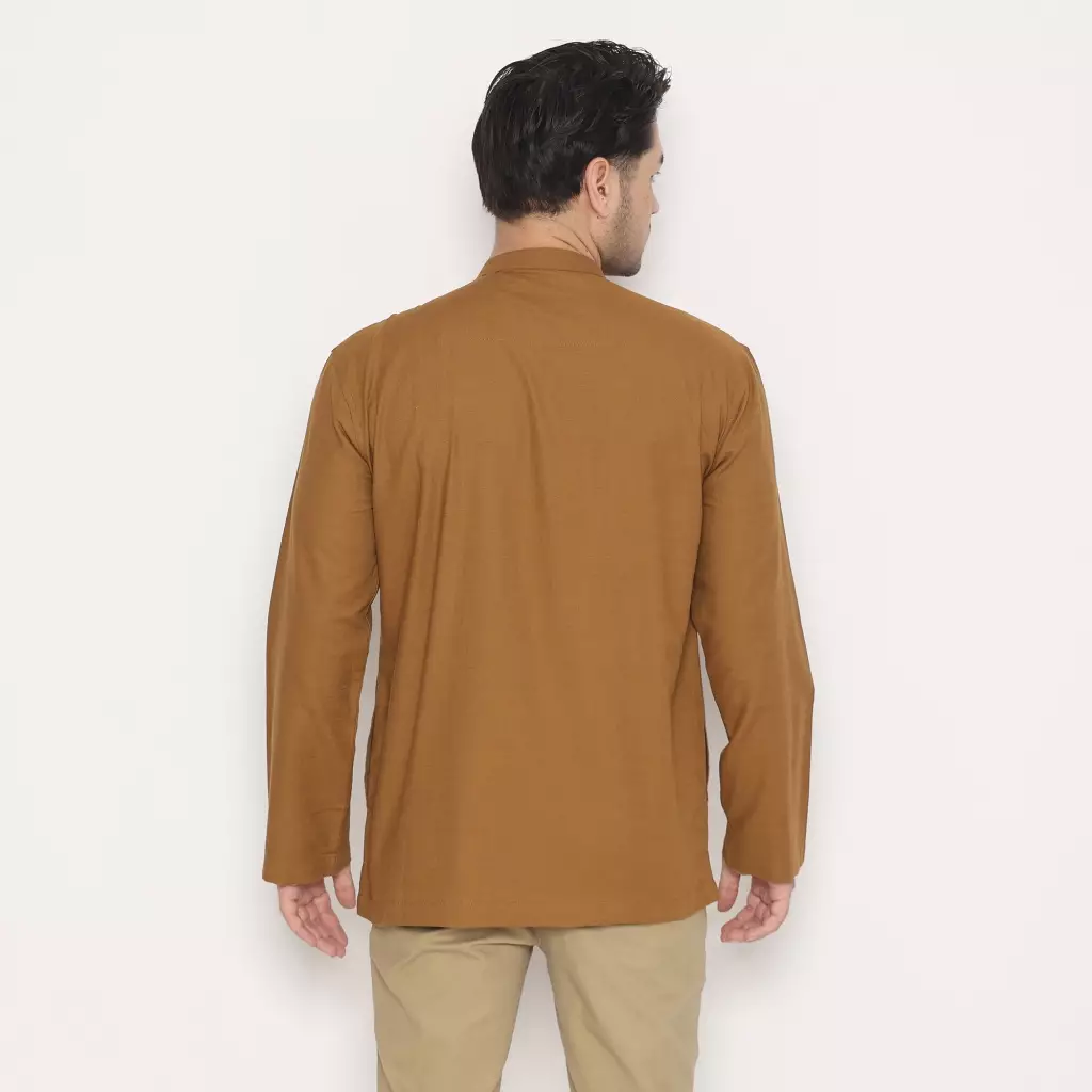 AMK Baju Koko Lengan Panjang Bordir KK ZAKI L/S Coklat