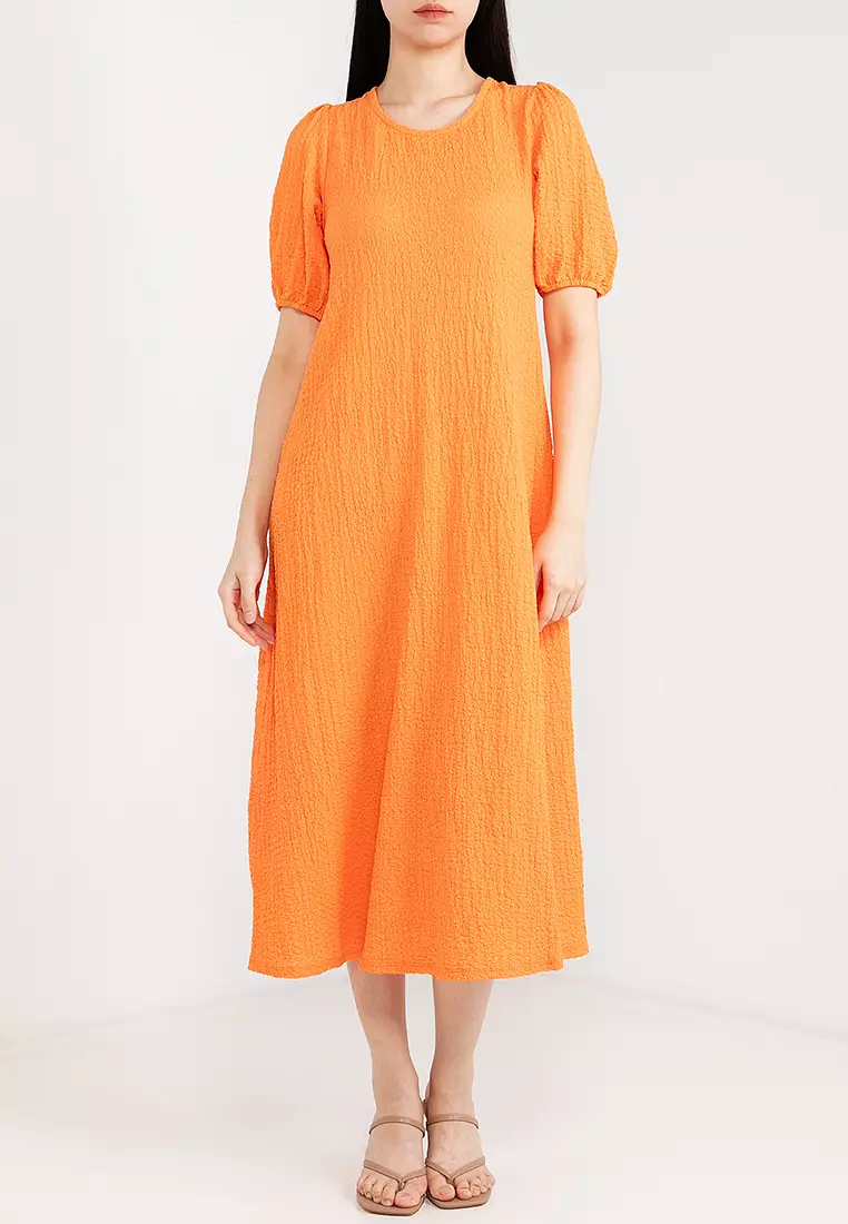 Penni Short Sleeves Open Back Midi Dress