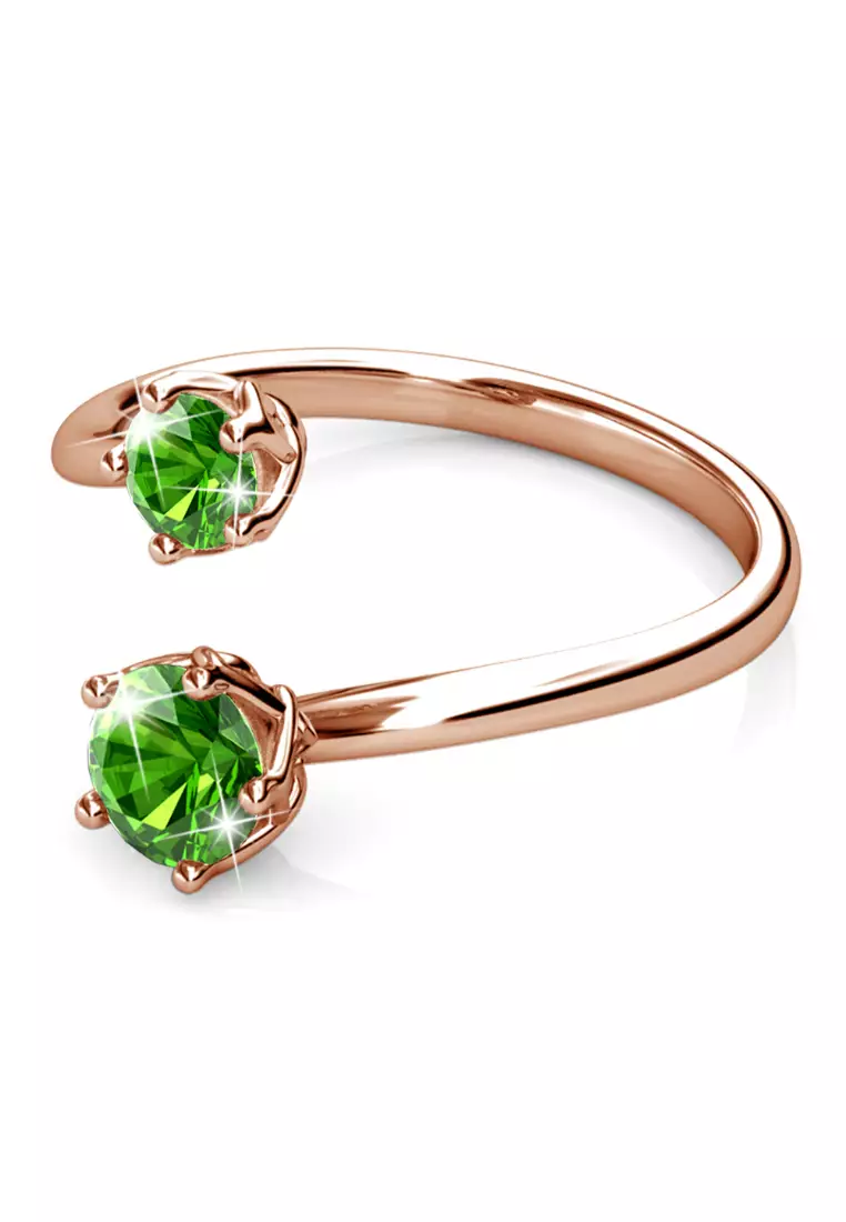 Split Green Personality Ring Embellished with SWAROVSKI® crystals