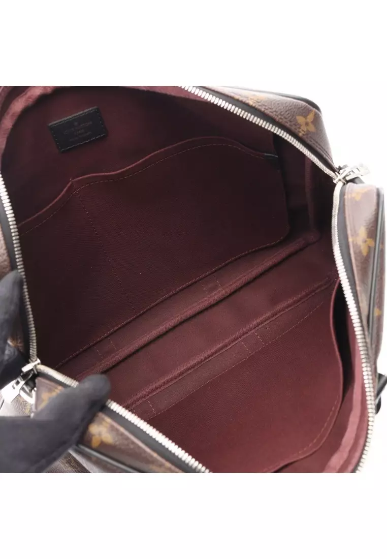 Pre-Loved Louis Vuitton PDV PM monogram macassar Briefcase Business bag PVC leather Brown black 2WAY