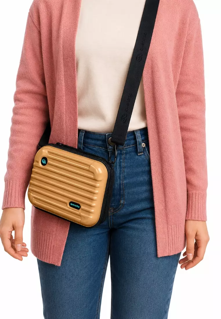 Double Layer Sling Bag 7-Inch Hard Shell Travel Organizer - Autumn Sunset