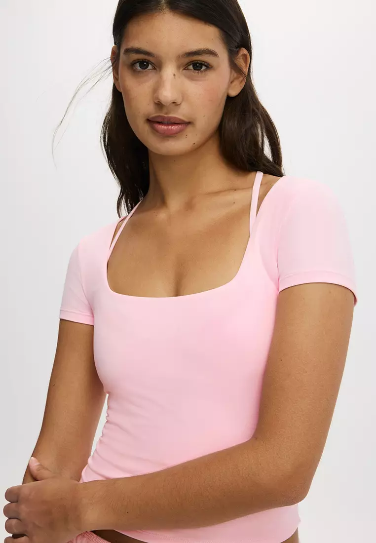 Ultra Soft Square Neck Fitted T-Shirt