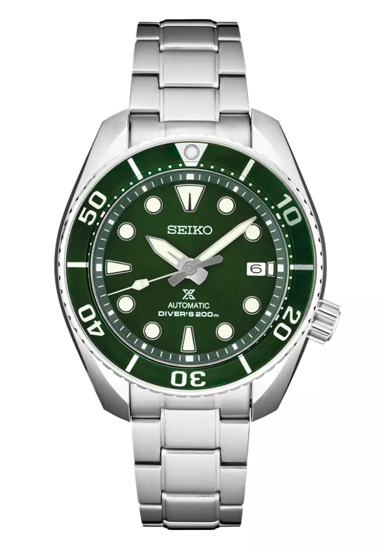 Seiko Prospex 'Sumo' Green Dial Stainless Steel Band Diver's 200m Automatic Watch SPB103J1