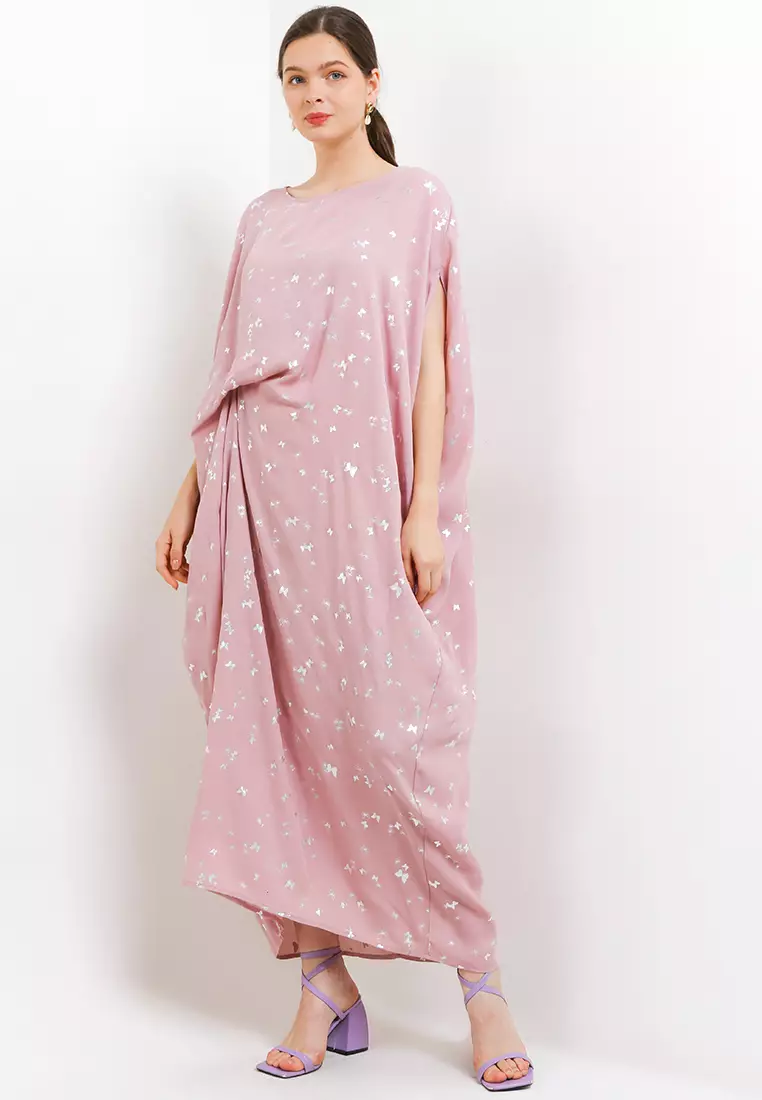 Butterfly Printed Ruched Kaftan