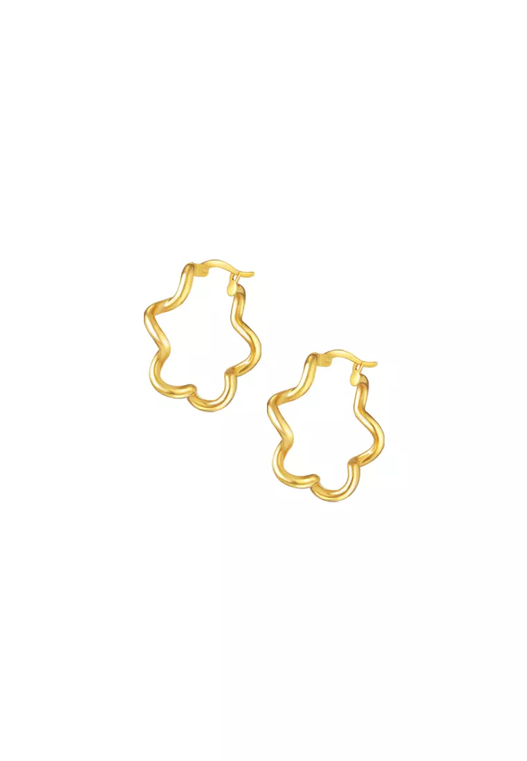 TOMEI Lusso Italia Minimalist Wavy Hoop Earrings, Yellow Gold 916