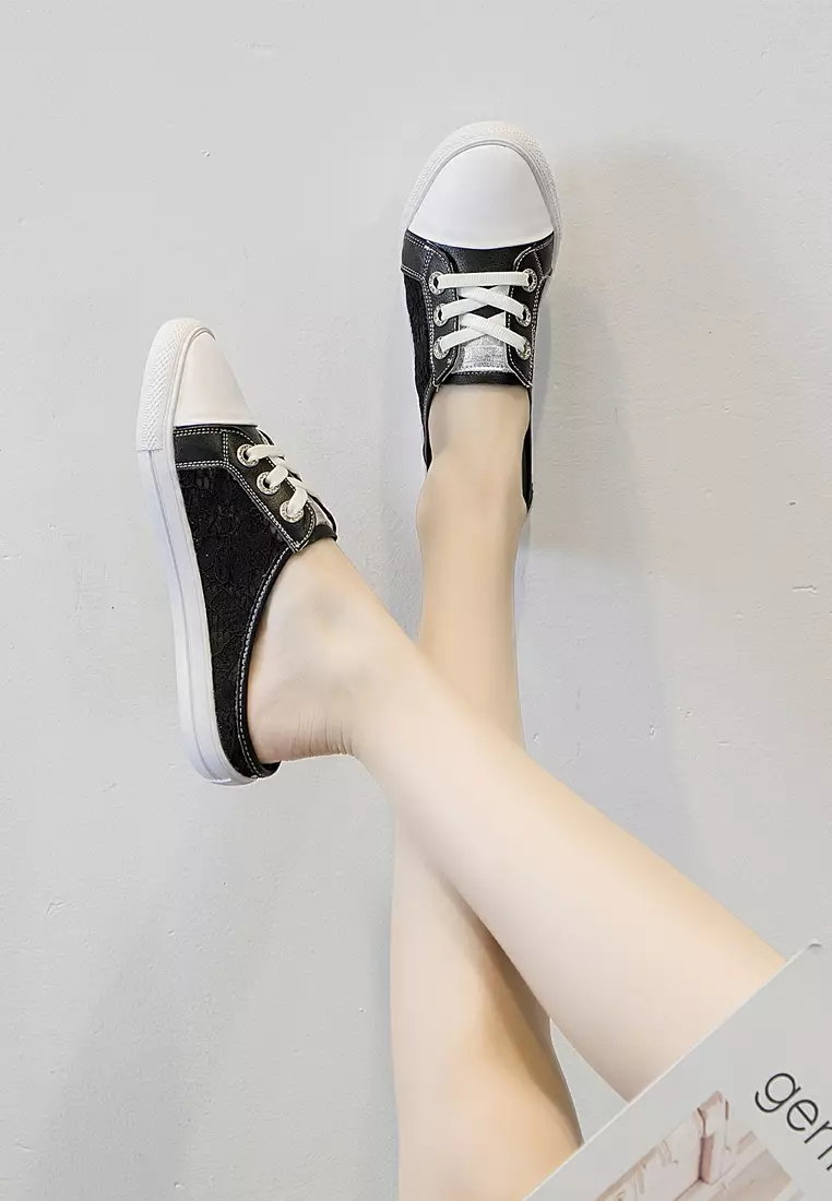 Comfortable Lace Stitched Leather Slip-Ons RX9917