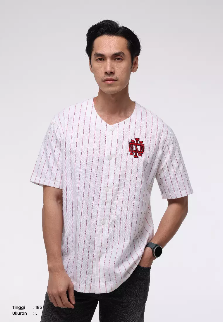 MANZONE - Kemeja Lengan Pendek Pria Id Liberty Comfort Fit - Red Warna Red