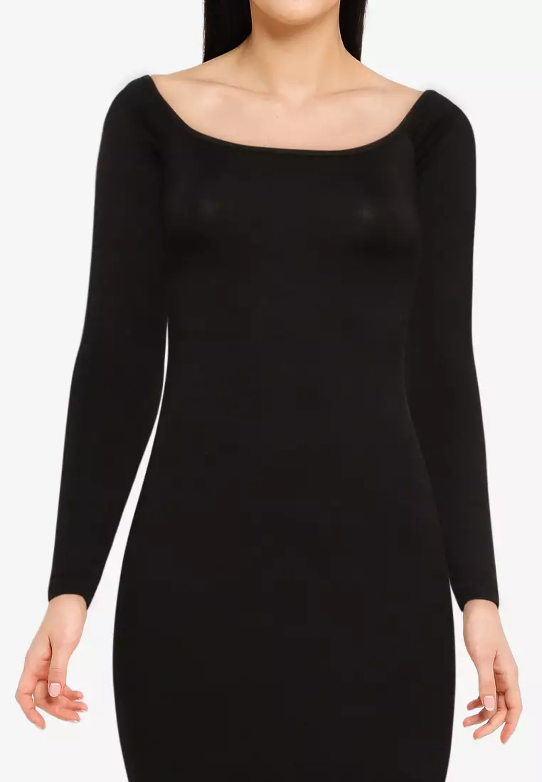 Missguided black hotsell dress long sleeve
