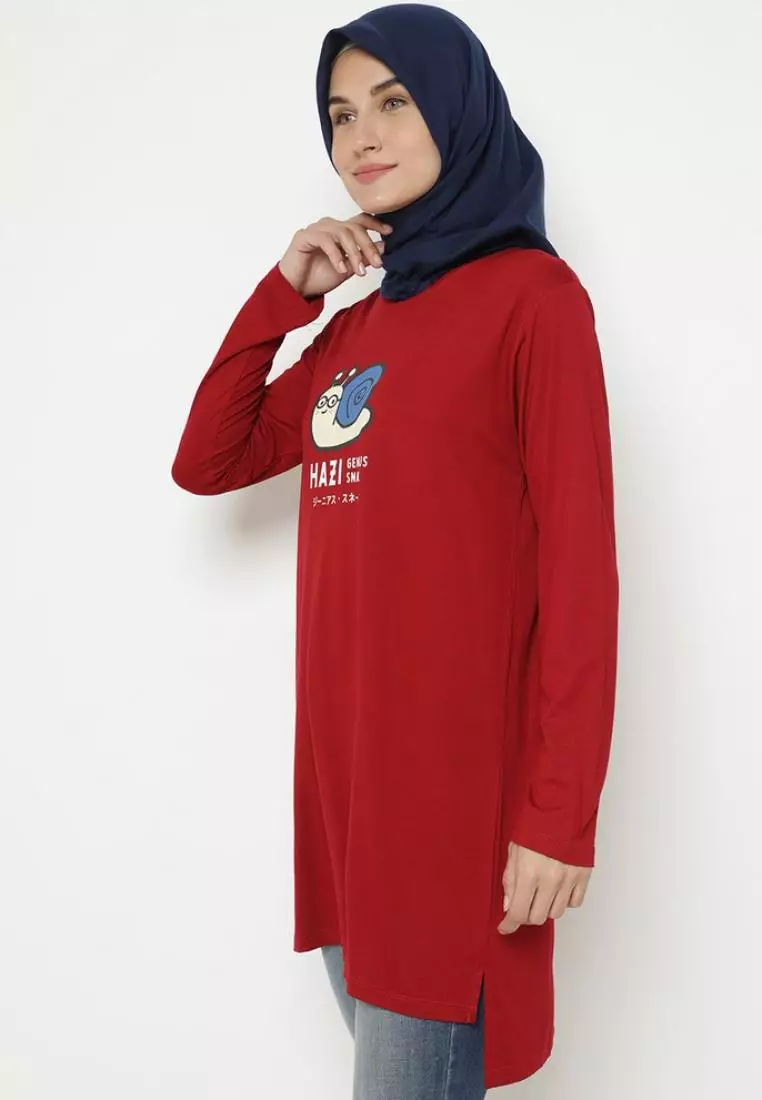 LTD01 thirdday mls hazi genius maroon hijab lengan panjang wanita