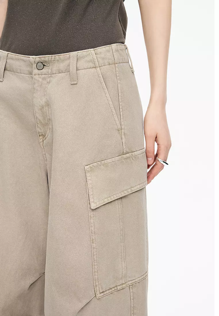 Workwear Rolled Hem Denim Extra Long Pants