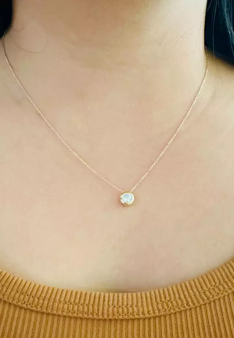 Large Bezel  Necklace 14k Gold