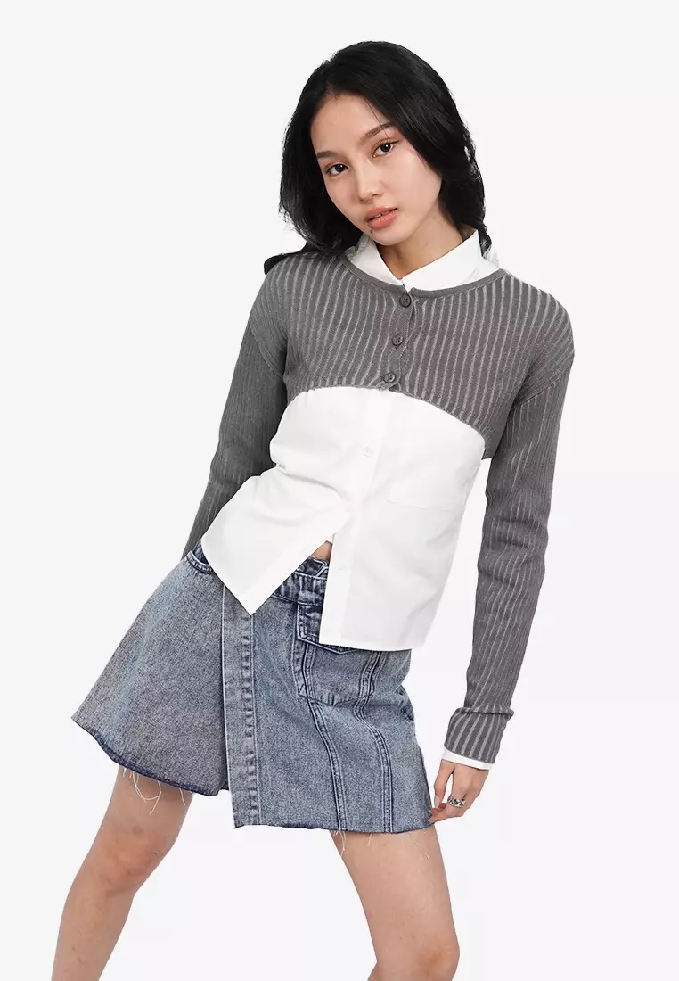 Football Willie Two-Tone Cropped Sweater