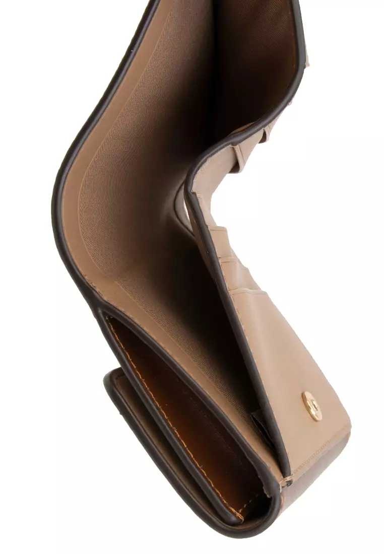 Eliza Small Wallet In Signature Canvas - Tan/Brown