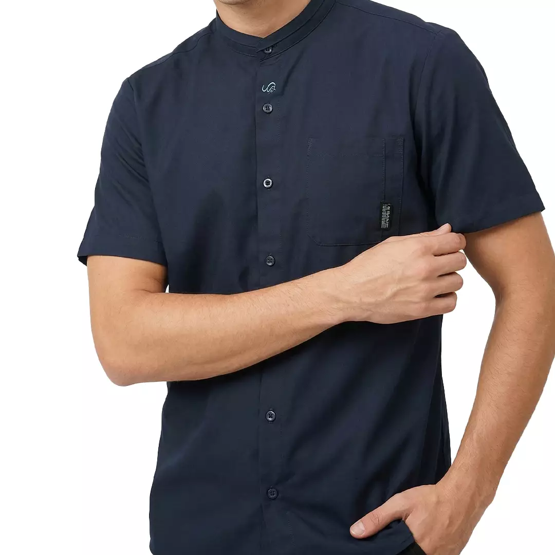 Rabbani - Kemeja Koko Muslim Pria Lengan Pendek Dewasa Aizen Exclusive - Navy