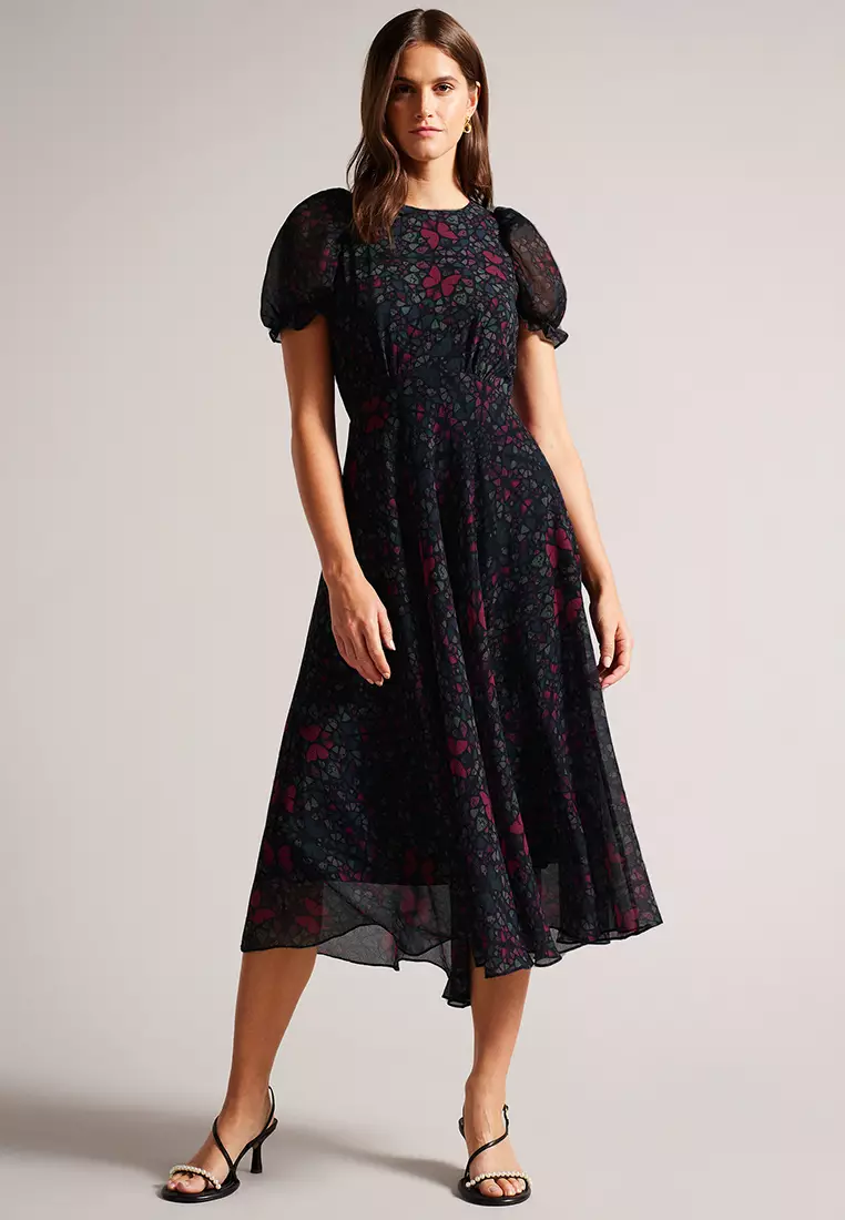 Buy Ted Baker Ted Baker Women's Daniaa Butterfly Print A Line Midi Dress  2023 Online | ZALORA Singapore
