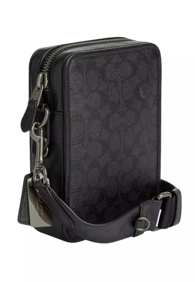 Mens Sullivan Crossbody In Signature Canvas - Charcoal Black