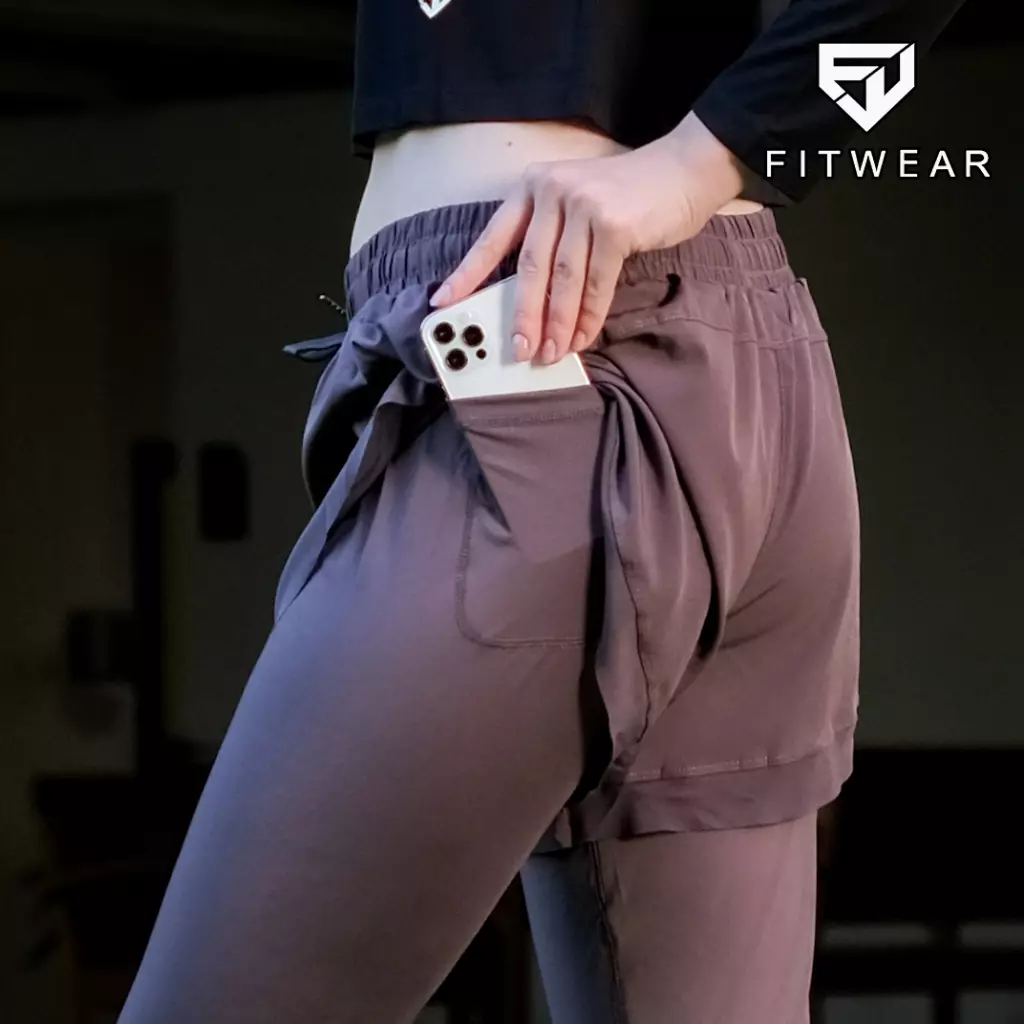 Fitwear - Celana Lari + Inner Legging Wanita Emma Mesh - Old Lavender