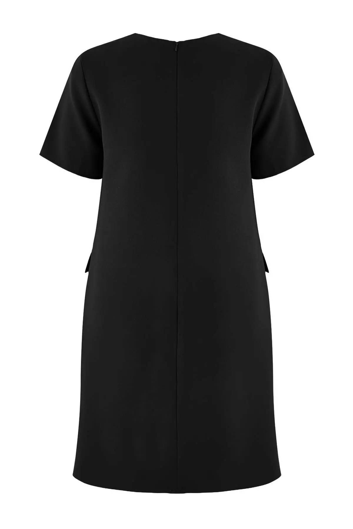 Limited Edition Black Padded Shoulders A-Line Mini Woven Plus Size Dress Tbbss26Ah00090