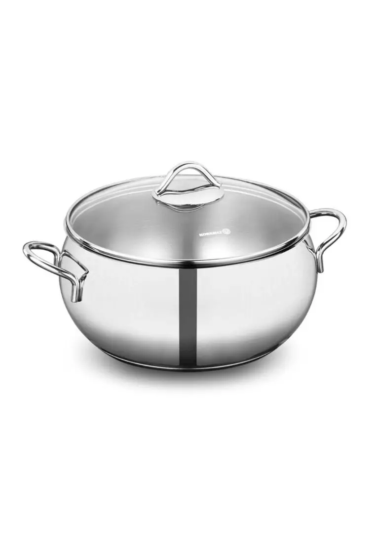 Korkmaz Classic 18/10 Stainless Steel Dutch Oven Covered Silver 6 Quart