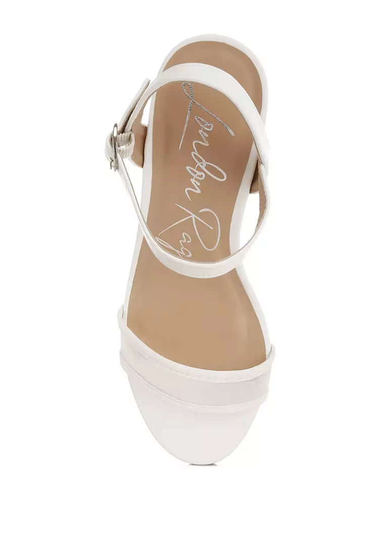 Mesh Pin Buckle Block Heels In White