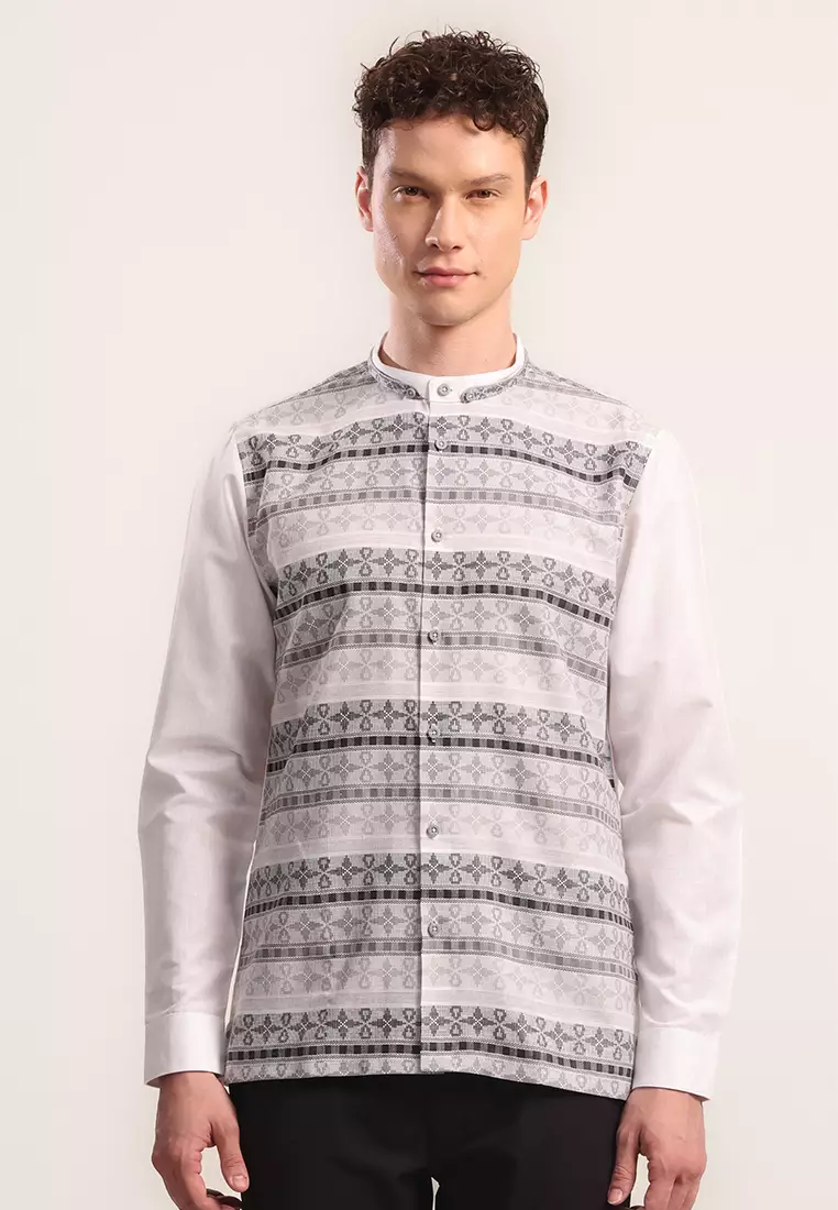 MOC Kemeja Koko Lengan Panjang Pria Lanbash - Grey