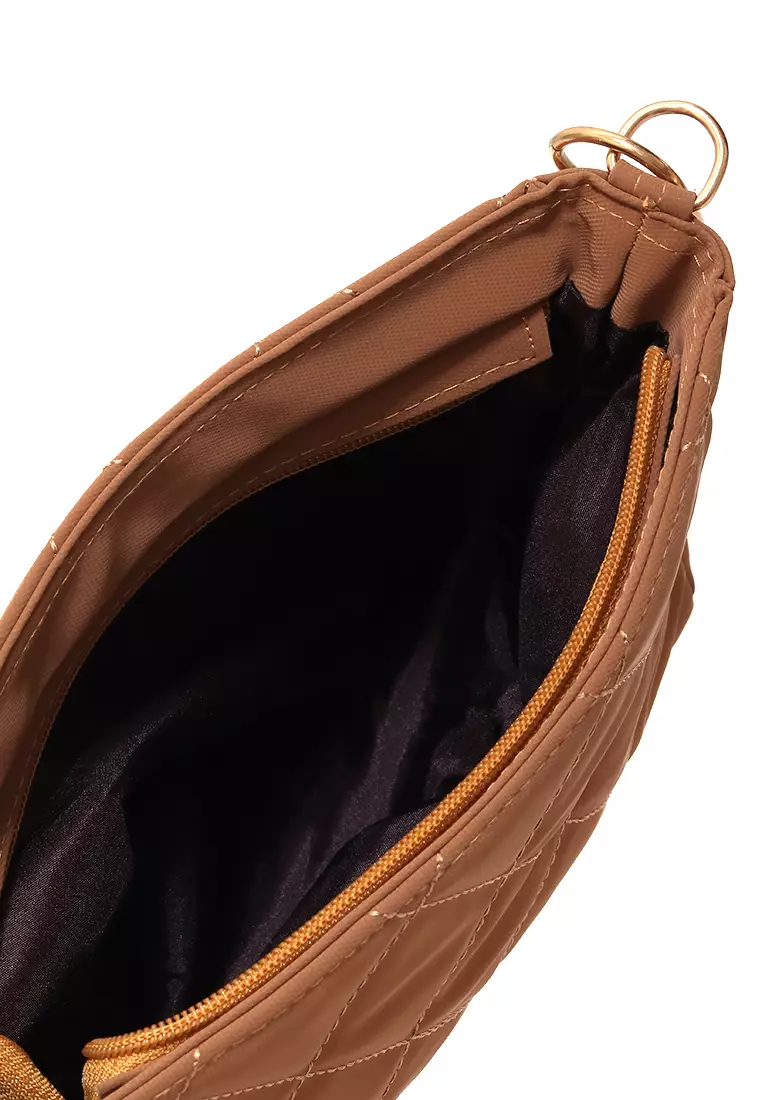 Tania Tas Selempang Wanita Motif Kotak Design Elegant High Quality - Choco