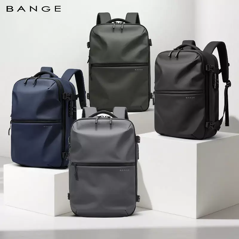 BANGE BG7875 Tas Ransel pria Laptop Kerja Pria Travel Backpack Lock TSA Waterproof-Grey