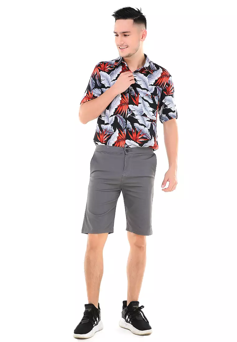 Rishham Celana Pendek Chino Pria Premium Stylish Casual Short Pants Material Cotton ORIGINAL - Gray