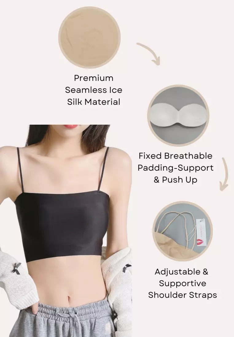 Premium Agnes Ice Silk Bralette Inner Top Tube Top in Beige