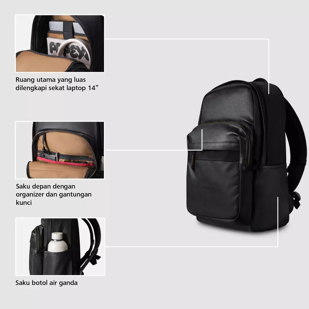 Weston 6.0 Laptop Backpack 14 Inch Tas Ransel Kerja Kuliah Sekolah Classic 21 L - Hitam