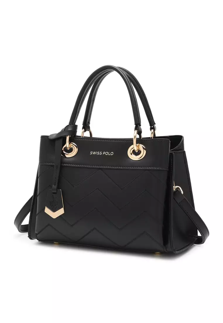 Women's Zig Zag Quilted Top Handle Bag / Crossbody Bag / Shoulder Bag (Tas Selempang Wanita / Tas Tangan Wanita / Tas Bahu Wanita) - Hitam