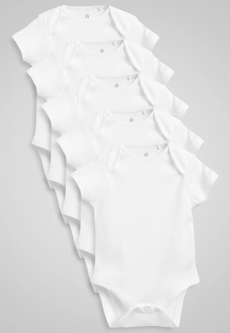 Buy NEXT 5 Pack Plain Short Sleeve Baby Bodysuits Online ZALORA