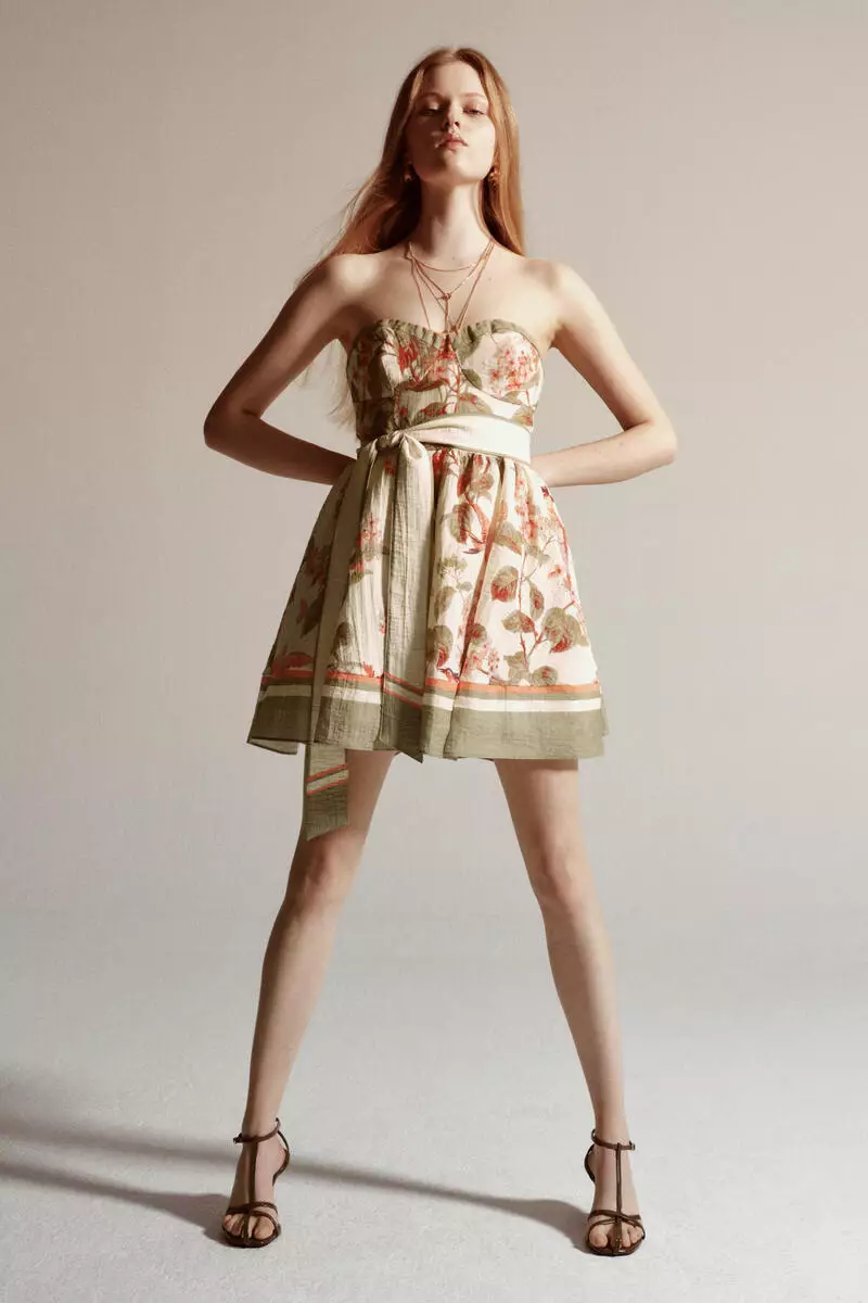 linen floral dresses for women Floral Lattice Linen Blend Blue Midi Dress main image 1