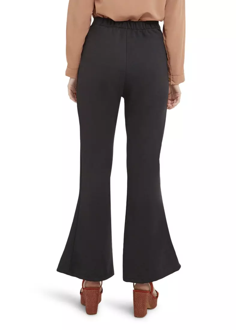 Celana Cutbray High Waist Long Pants Polos Wanita Premium Quality - Black