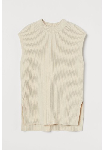 H&M beige Oversized sweater vest 35EC4AA98F50E2GS_1