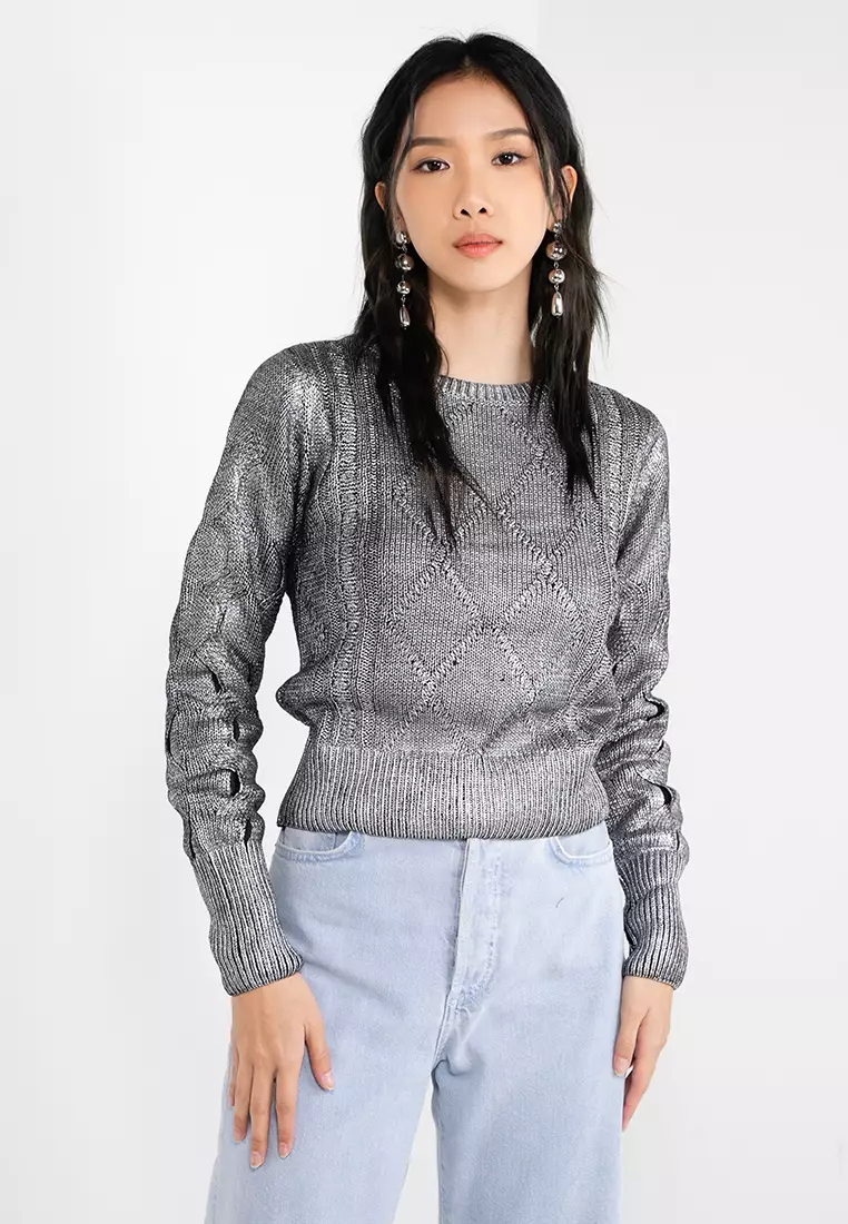 Desigual Metallic Knit Jumper ZALORA