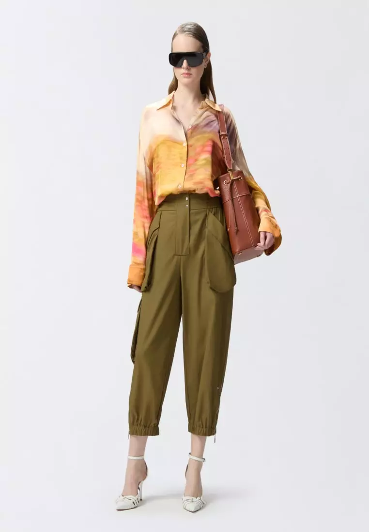 Belted cropped trousers