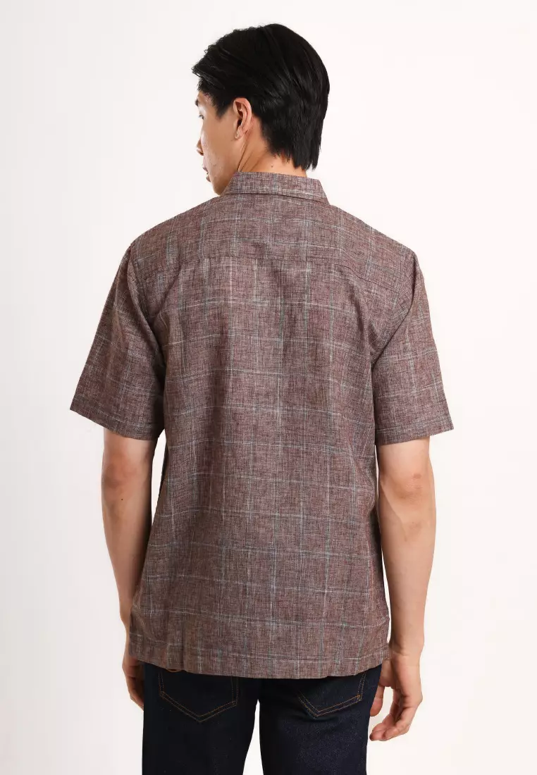 Used 1968 - Vincent Kemeja Pria Lengan Pendek Kotak