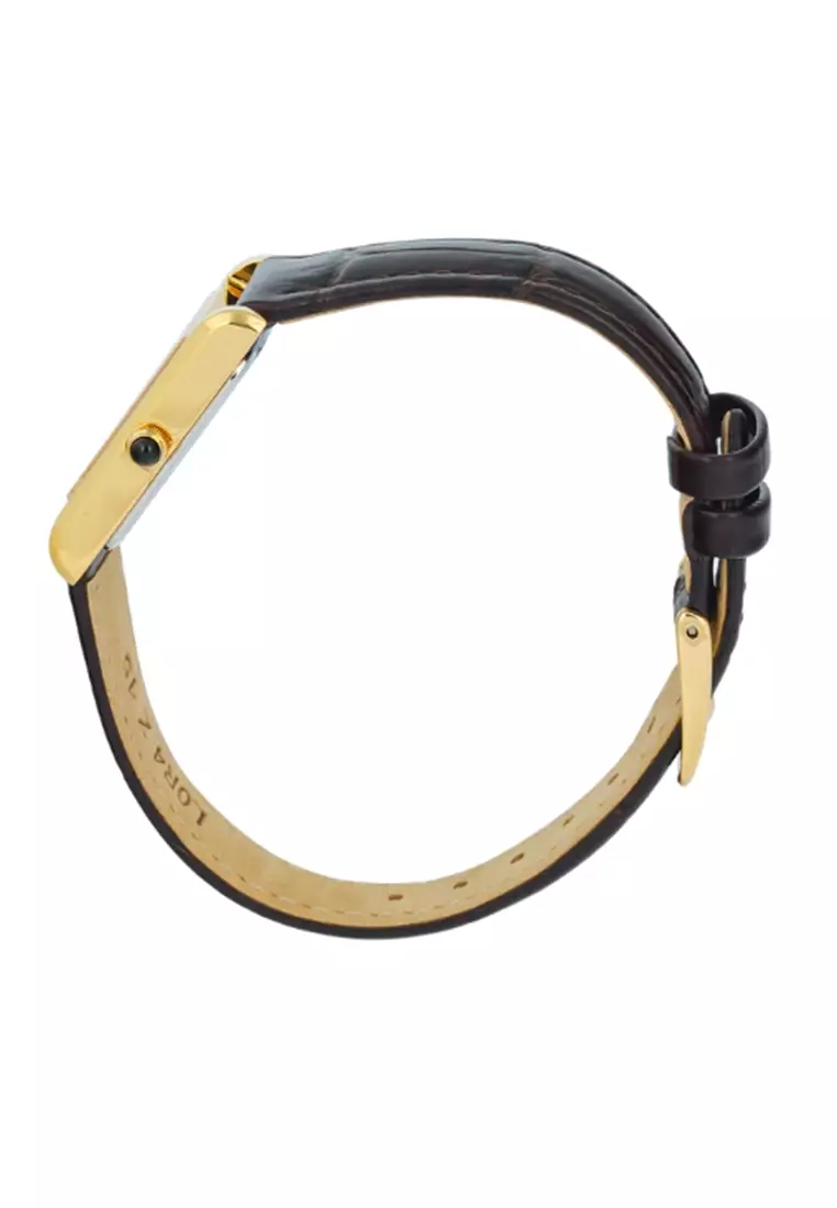 Jam Tangan Wanita Seiko Classic SWR110P1 SWR110P1X1 Strap Leather Dark Brown Color Women Gold Dial Original Garansi Resmi