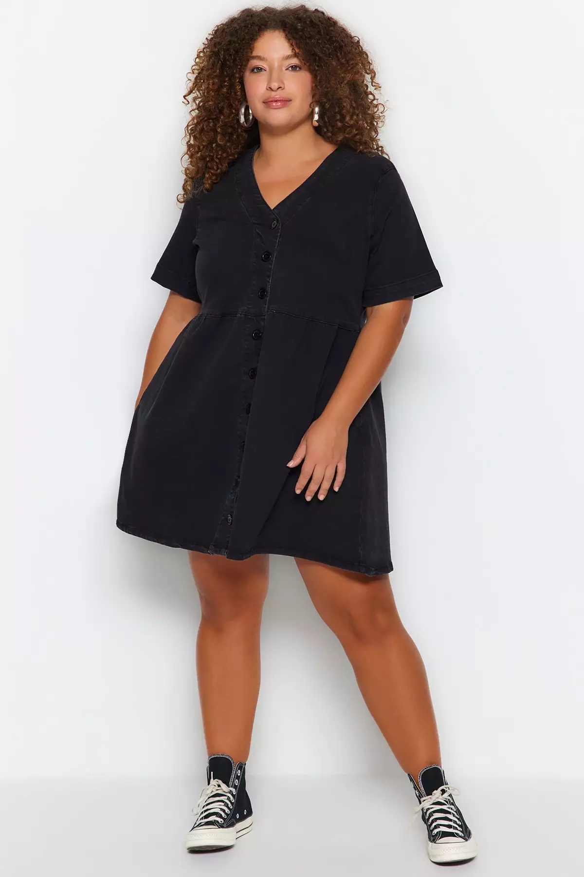 Plus size best sale denim skater dress