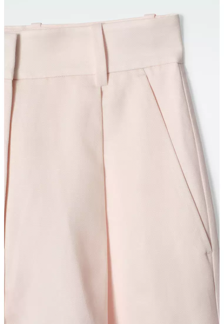 RELAXED LINEN-BLEND WIDE-LEG TROUSERS