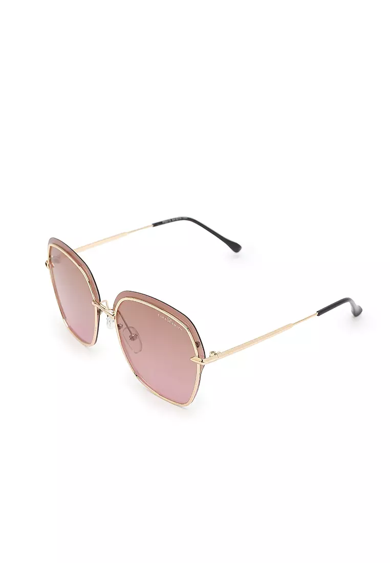 Unisex Polarized Square Sunglasses - Gold / Tea-Pink
