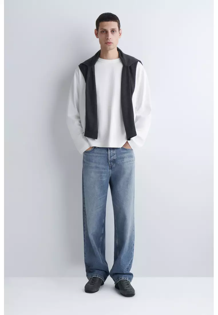 RELAXED JERSEY INTERLOCK LONG-SLEEVED T-SHIRT