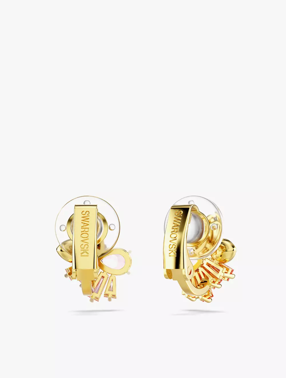 Gema Clip Earrings, Mixed Cuts, Flower, Pink, Gold-Tone Plated - Pink