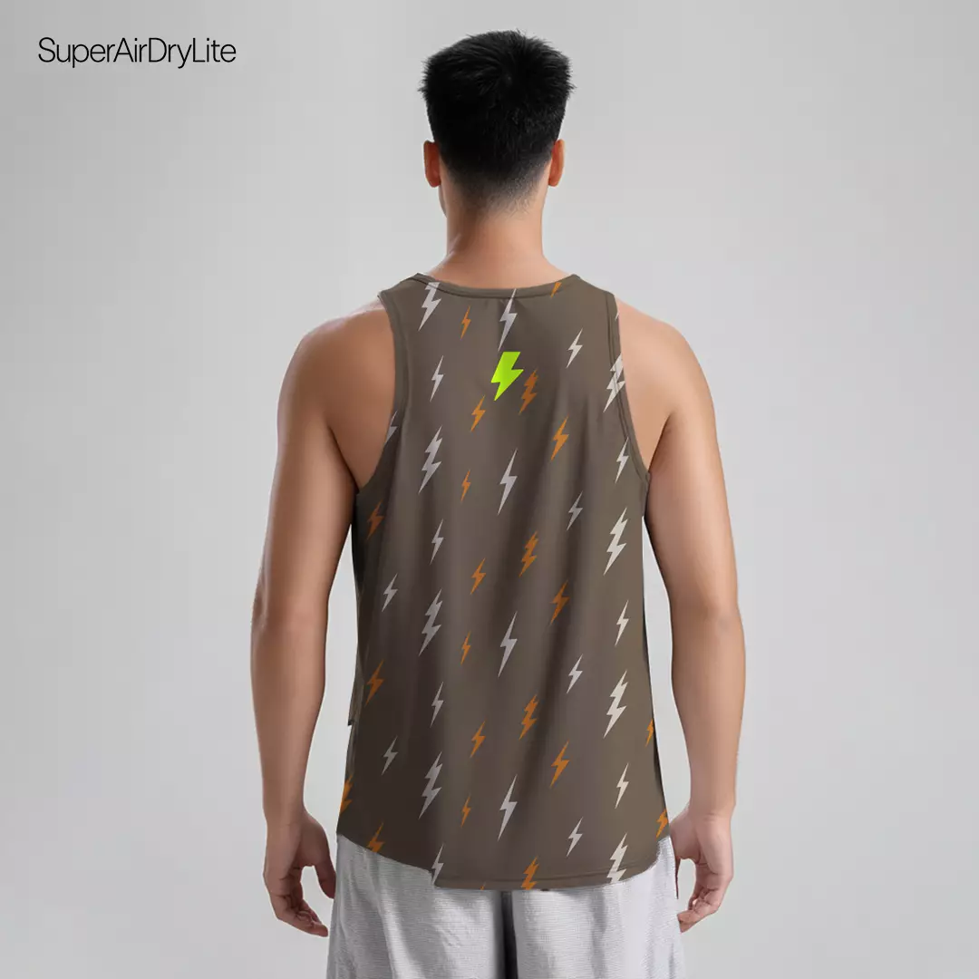 MSB09 Kaos running singlet Pria superairdrylite TdBolt "lighting rain" mocca