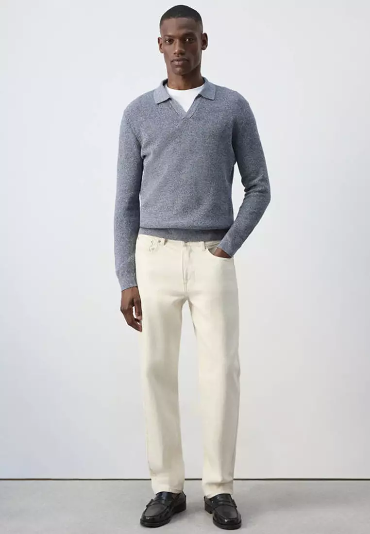 100% Cotton Ribbed Knit Polo Shirt