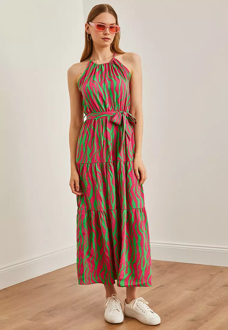 Halter Neck Belted Dress